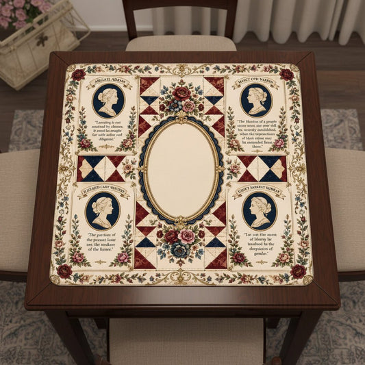 Founding Mothers Vintage Cameo Custom Mahjong Mat - Splash Of Mahj And Color Co.