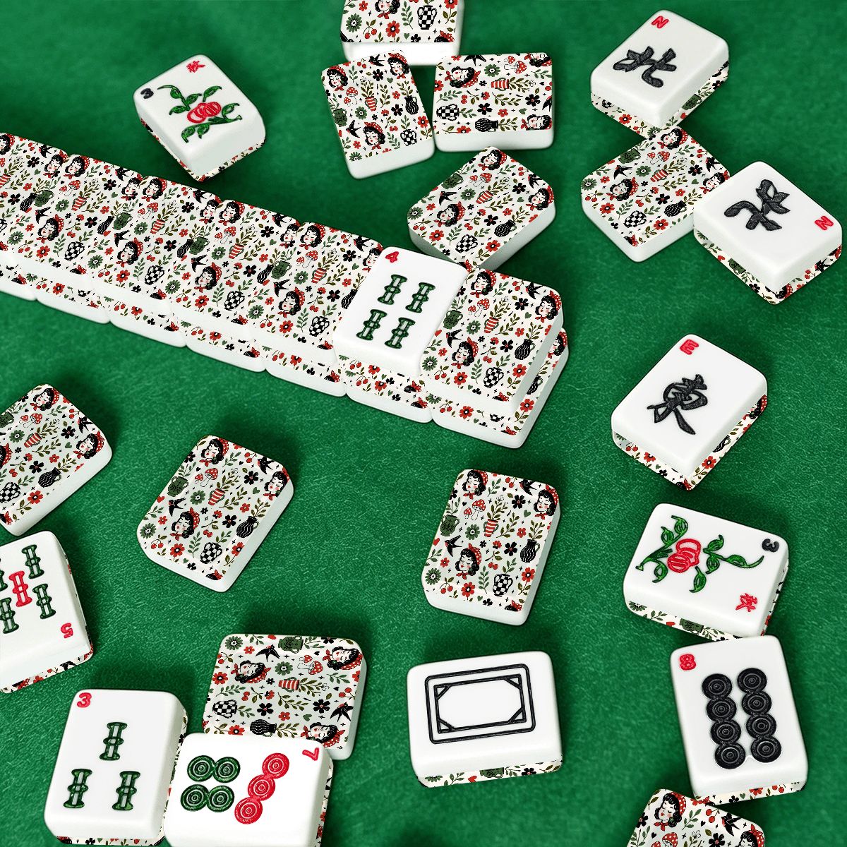 Mackenzies Garden Black Red Green American Mahjong Tiles And Carry Case - Splash of Color Co.