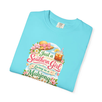 Southern Girl Mahjong T‑Shirt — "Just a Southern Girl Living in a Mahjong World" Floral Tee - Splash of Color Co.