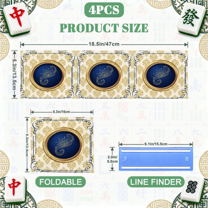 Art Deco Speakeasy Collection Golden Gilden Brocade 4 Mahjong Card Holder with Line Finder - Splash of Color Co.