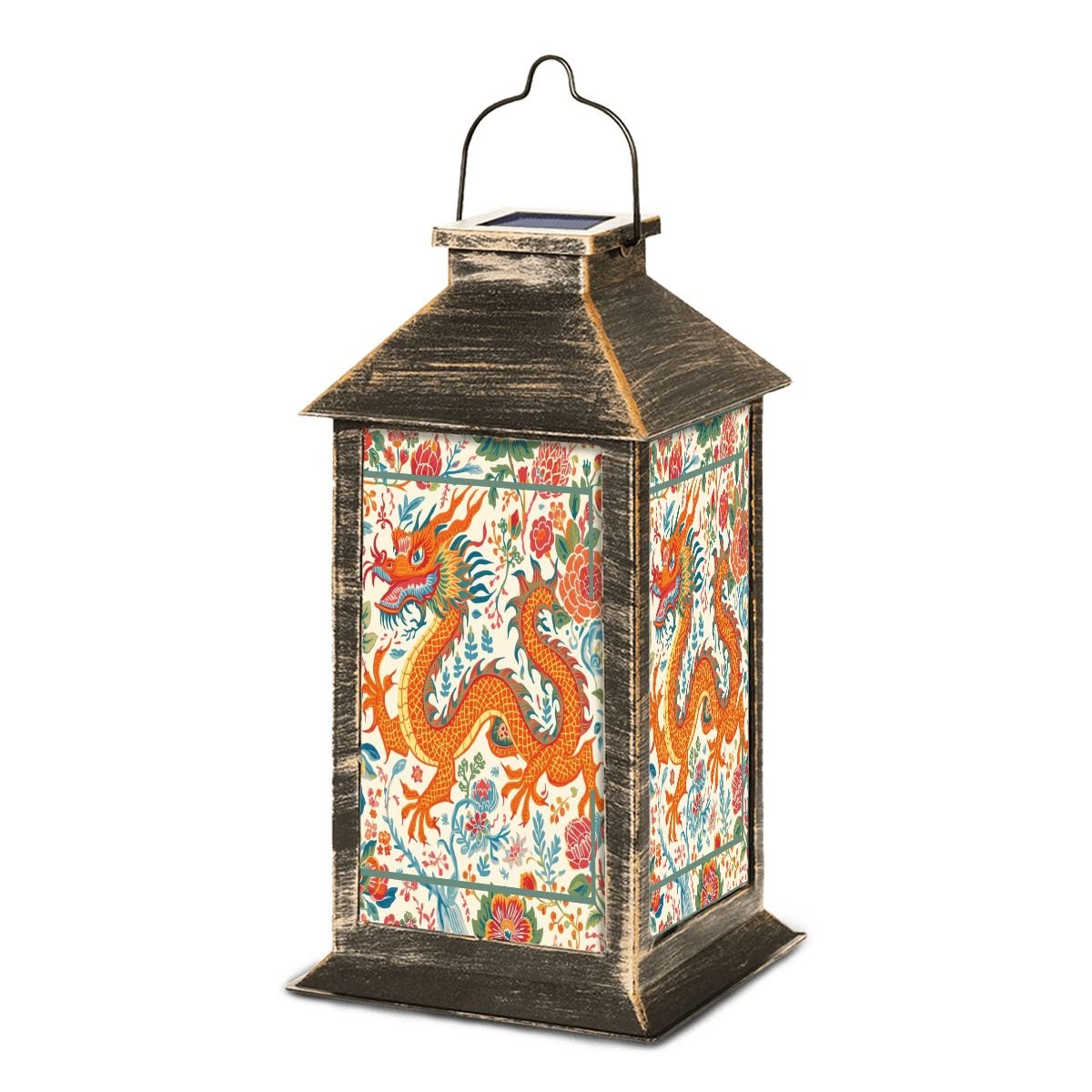 Asian Floral Dragon Garden Solar Lantern - Splash of Color Co.