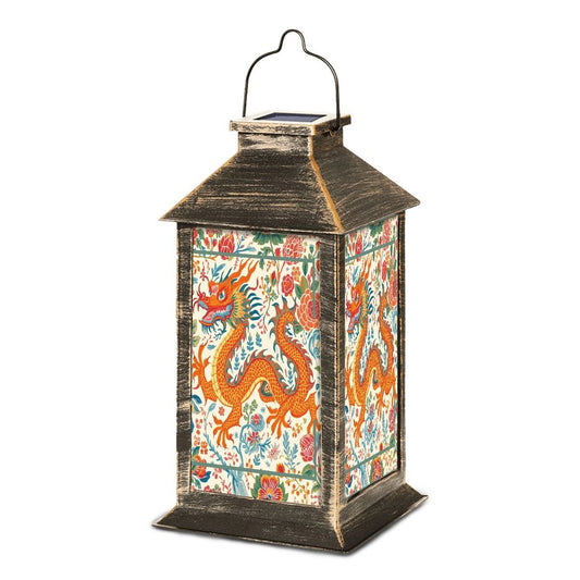 Asian Floral Dragon Garden Solar Lantern - Splash of Color Co.
