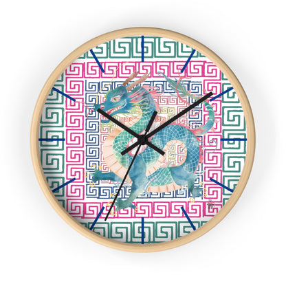 Dragon Motif Wall Clock — Colorful Asian - Inspired Geometric Design - Splash of Color Co.