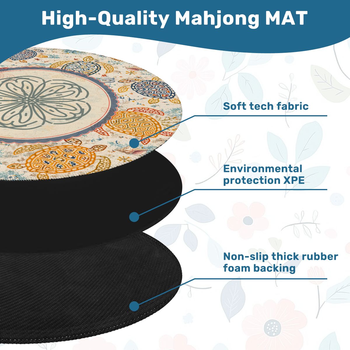 Amalfi Turtles Round Mahjong Mat - Splash Of Mahj And Color Co.