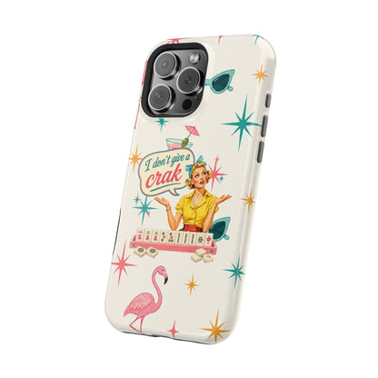 Funny Mahjong Tropical Flamingo Phone Case — “I Don’t Give a Crak” Magnetic Impact-Resistant Case