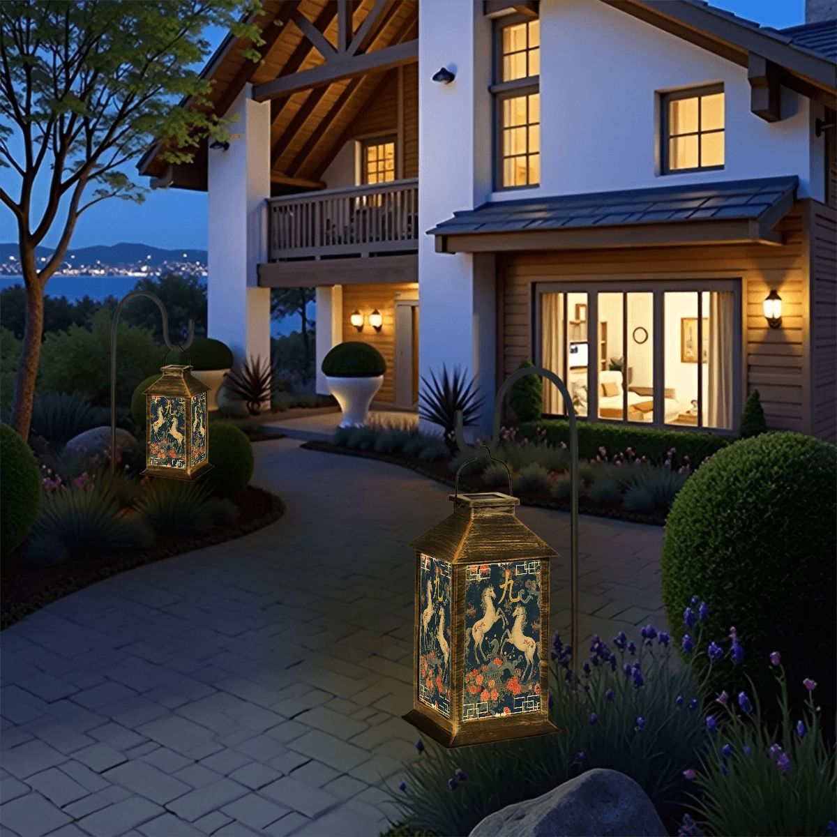Year Of The Fire Horse Asian Garden Solar Lantern - Splash of Color Co.