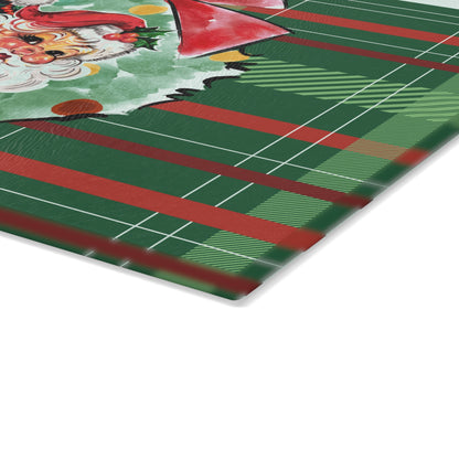 Mahjong Christmas Vintage Santa Glass Cutting Board