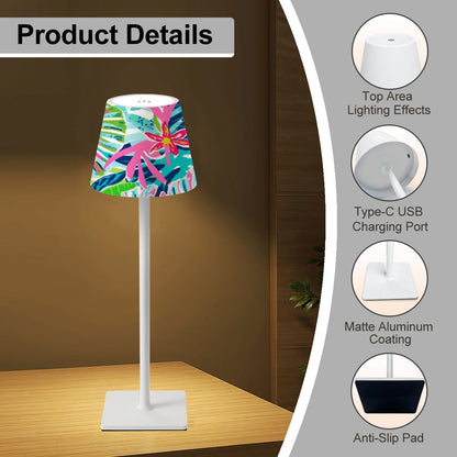 Preppy Floral Tropical Mahjong LED Cordless Table Lamp - Splash of Color Co.