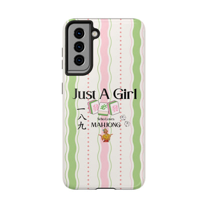 Just A Girl Who Loves Mahjong Phone Case | Mahjong Tiles Pattern - Splash of Color Co.