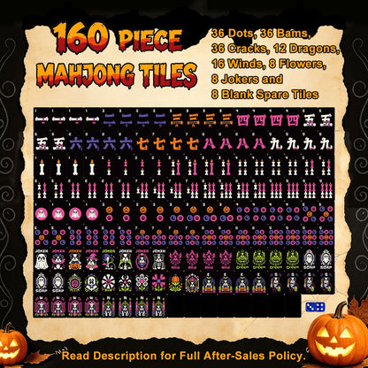 Halloween Mahjong Engraved Tiles Wicked Bulldog Whimsical Designed With Carry Case