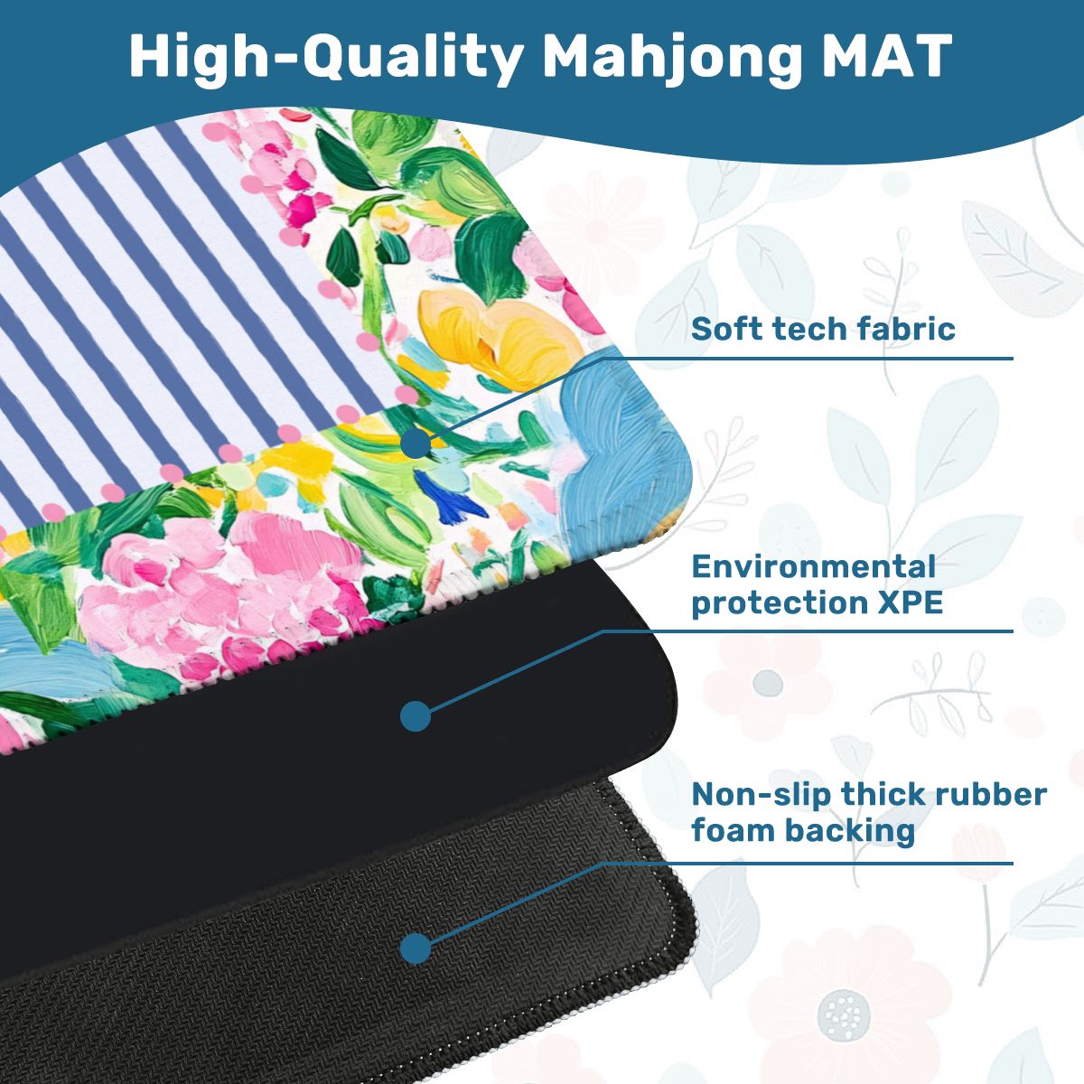 Sunny Citrus Floral Blooms Watercolor Chinoiserie Mahjong Mat