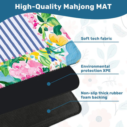 Sunny Citrus Floral Blooms Watercolor Chinoiserie Mahjong Mat