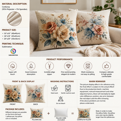 Go Ask Alice Whimsical Corduroy Pillow And Insert