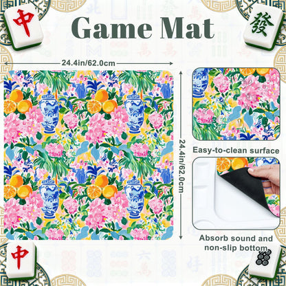 Sunny Citrus Chinoiserie Mini Mahj Mat And Foldable Mahjong Table - Splash of Color Co.