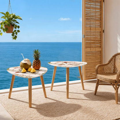 Country Farmhouse, Floral Cow Preppy Garden Room Modern Boho Nesting Tables - Splash of Color Co.