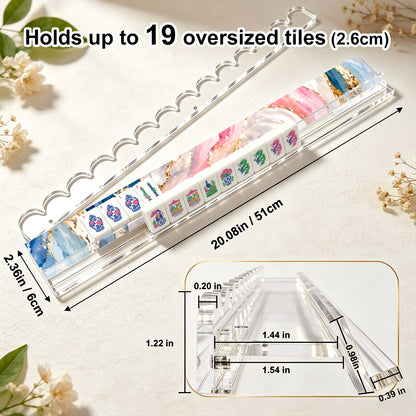 Pearls Of Mahj Extended Mahjong Rack Set of 4 Scalloped Magnetic Tile Pusher - Splash Of Mahj And Color Co.