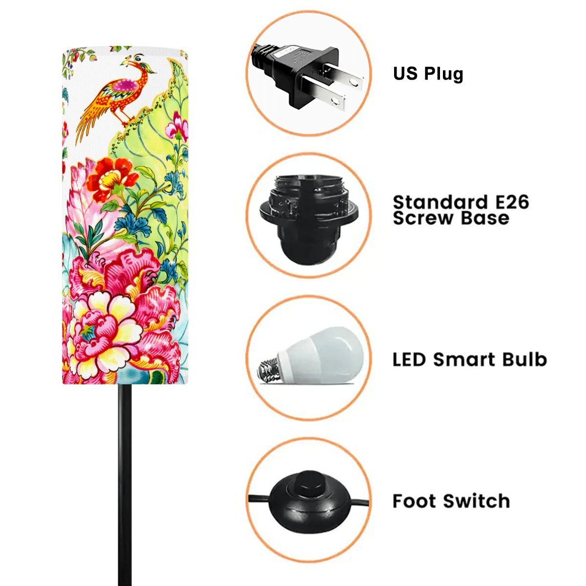 Tobacco Leaf Chinoiserie Modern Floor Lamp - Splash Of Mahj And Color Co.