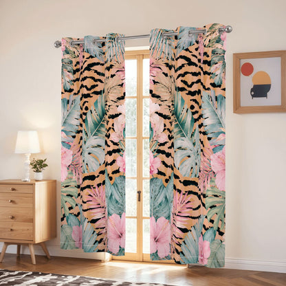 Jungle Love Chinoiserie  Tropical Tiger Blackout Curtains