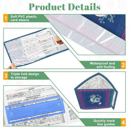 Dragon Blue 4 Mahjong Card Holder with Line Finder