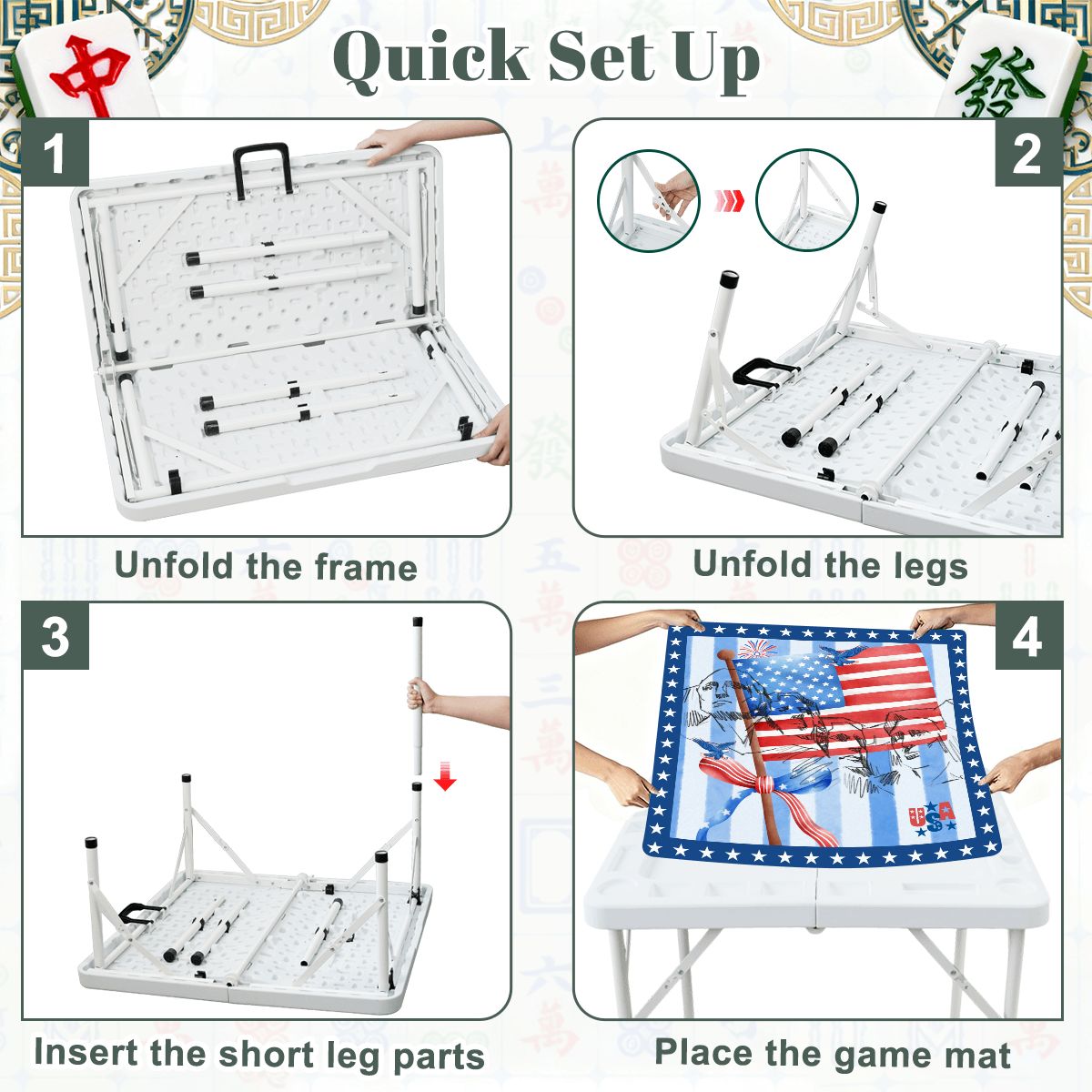 Portable Travel All Americana Mahjong Mat And Foldable Mahjong Table - Splash of Color Co.