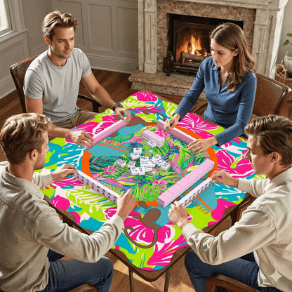 Scalloped Mahjong Mat Lime In The Coconut Monkey Mat - Splash of Color Co.