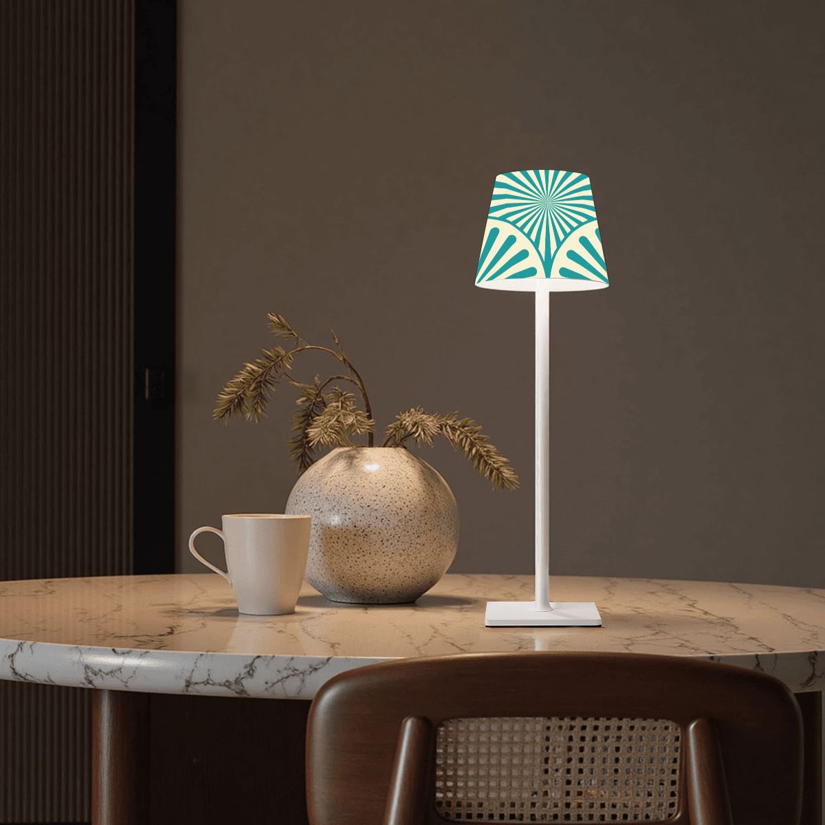 Mahjong LED Cordless Table Lamp, Teal Art Deco Design - Splash of Color Co.