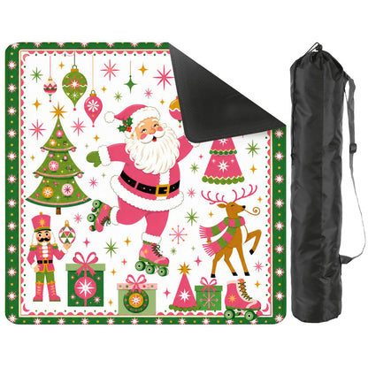 Whimsy Santa Rollerskating, Christmas Mahjong Mat