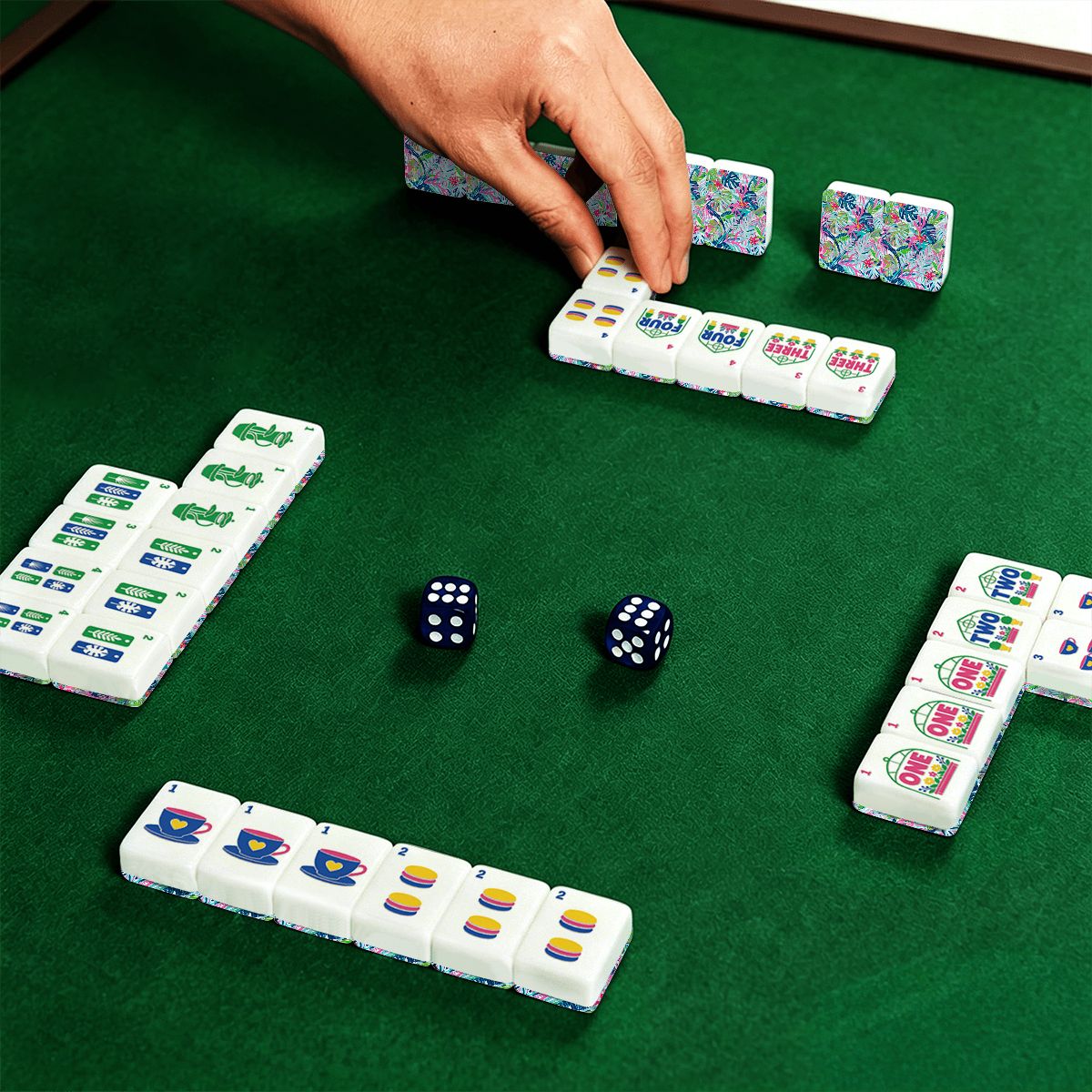 Preppy Pastel Lilly On The Lanai Floral Garden Mahjong Tiles And Carry Case