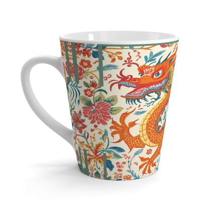 Eastern Dragon Latte Mug — Vibrant Floral Chinese Dragon Ceramic Cup - Splash of Color Co.