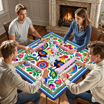 Wycinanki Polish Folk Art, Rooster Mahjong Mat - Splash of Color Co.