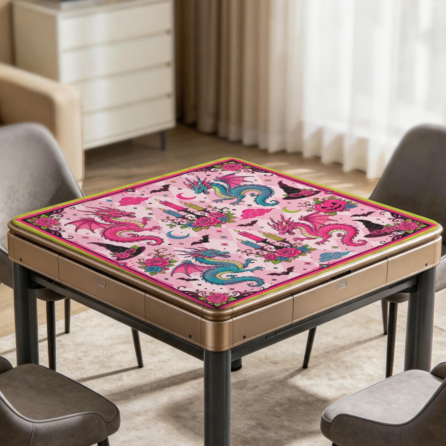 Harlequin Halloween Dragon Mahjong Mat - Splash Of Mahj And Color Co.