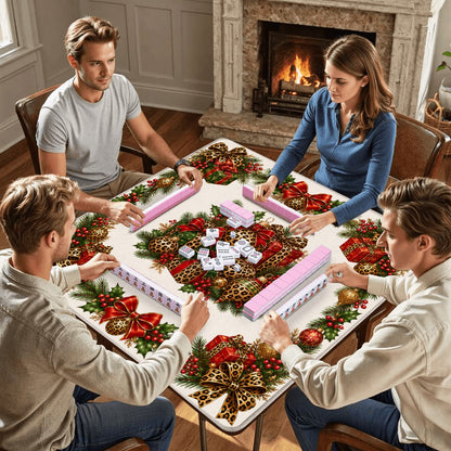 The Leopard Mahjong Christmas Mahjong Mat - Splash Of Mahj And Color Co.