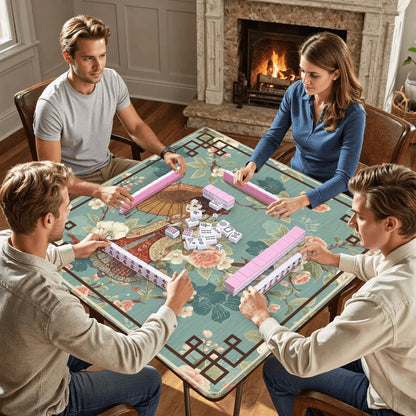 April Showers Asian Cherry Blossoms Vintage Inspired Mahjong Mat - Splash of Color Co.