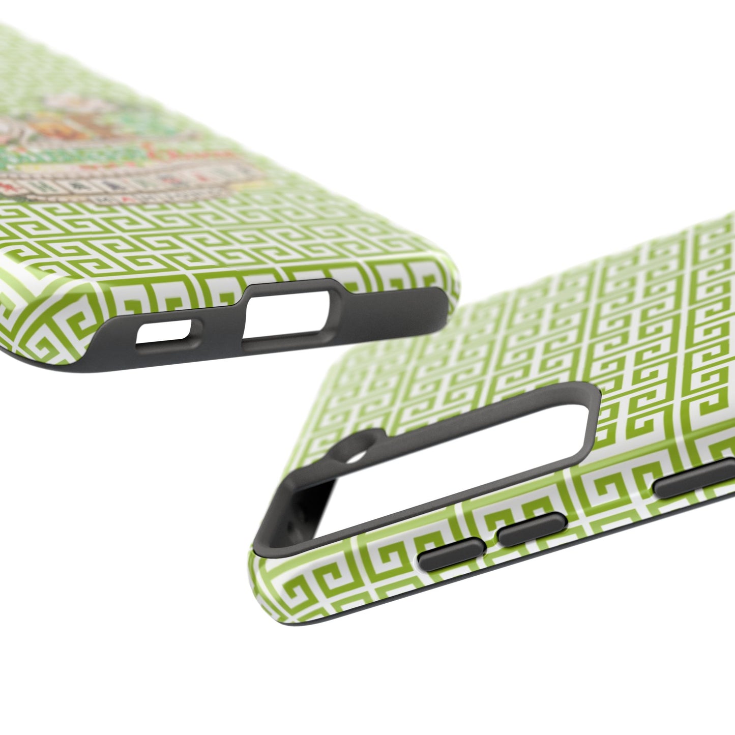 Mahjong Floral Pattern Just A Girl Who Loves Southern Charm and Mahjong Phone Case | Green Geometric Background - Splash of Color Co.