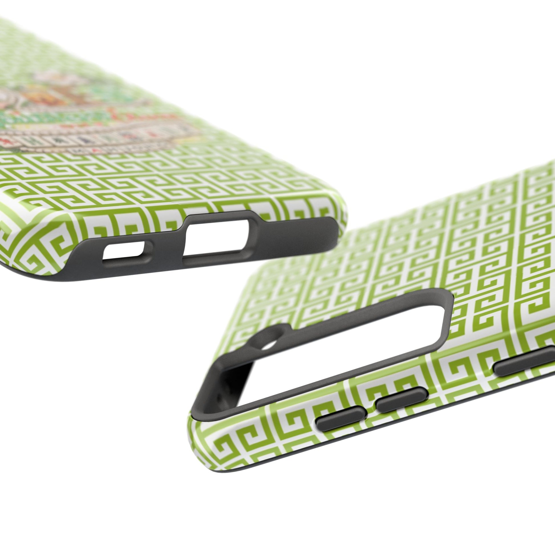Mahjong Floral Pattern Just A Girl Who Loves Southern Charm and Mahjong Phone Case | Green Geometric Background - Splash of Color Co.