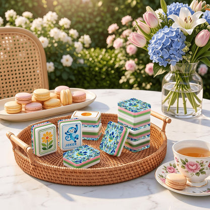 Garden Bell Scandinavian Modern Folk American Mahjong Tiles  4 Layer And Carry Case