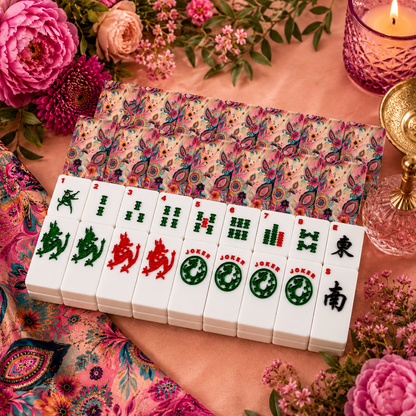 Boho Floral Infusion Bejweled Watercolor American Mahjong Tiles And Carry Case - Splash Of Mahj And Color Co.