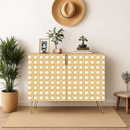 Vintage Cane Mahjong Tiles And Accessories Sideboard Credenza Cabinet - Splash Of Mahj And Color Co.