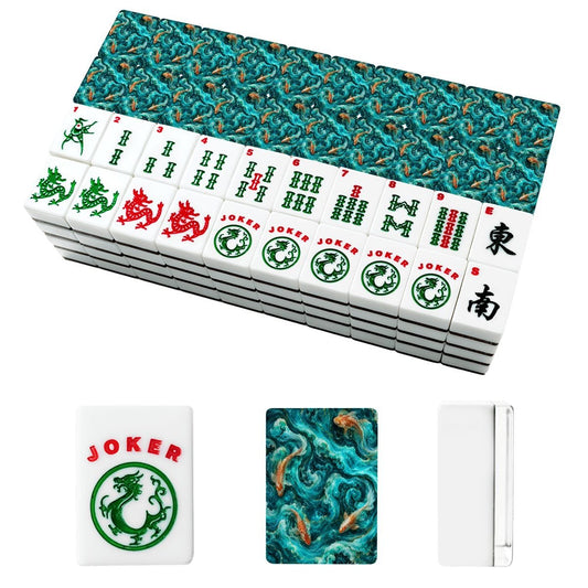 Koi Fish Tranquil Tides Mahjong American Mahjong Tiles And Carry Case - Splash Of Mahj And Color Co.