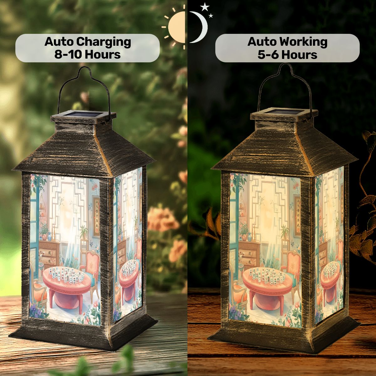 Mahjong Garden Tea Room Solar Lantern - Splash of Color Co.