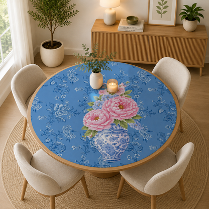 Asian Chinoiserie Ginger Jar Round Mahjong Mat