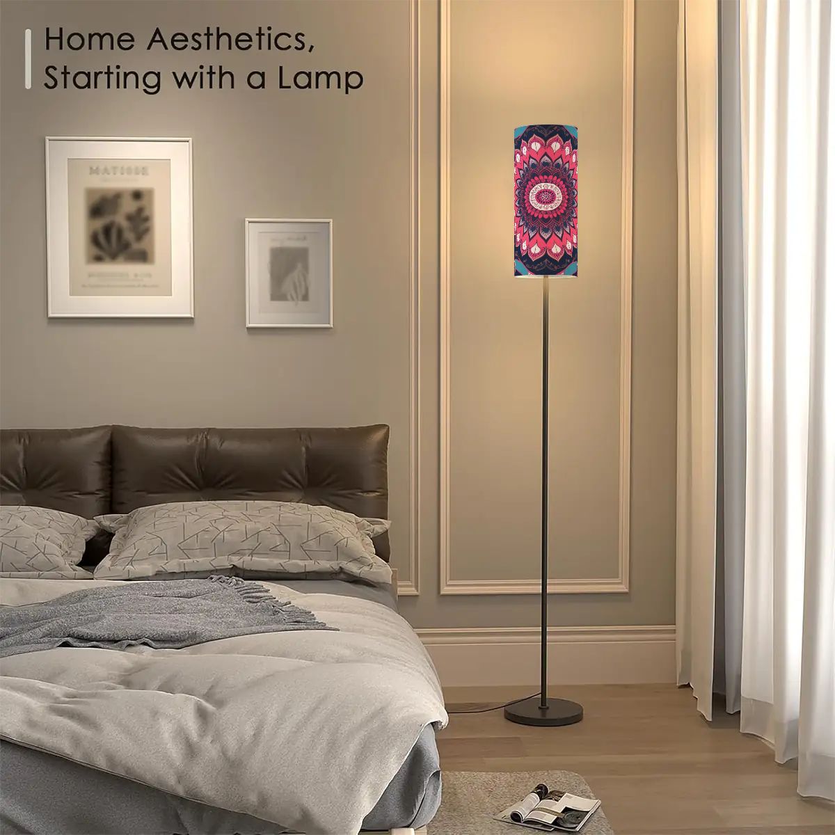 Modern Bohemian Mandala Book Nook Floor Lamp - Splash of Color Co.