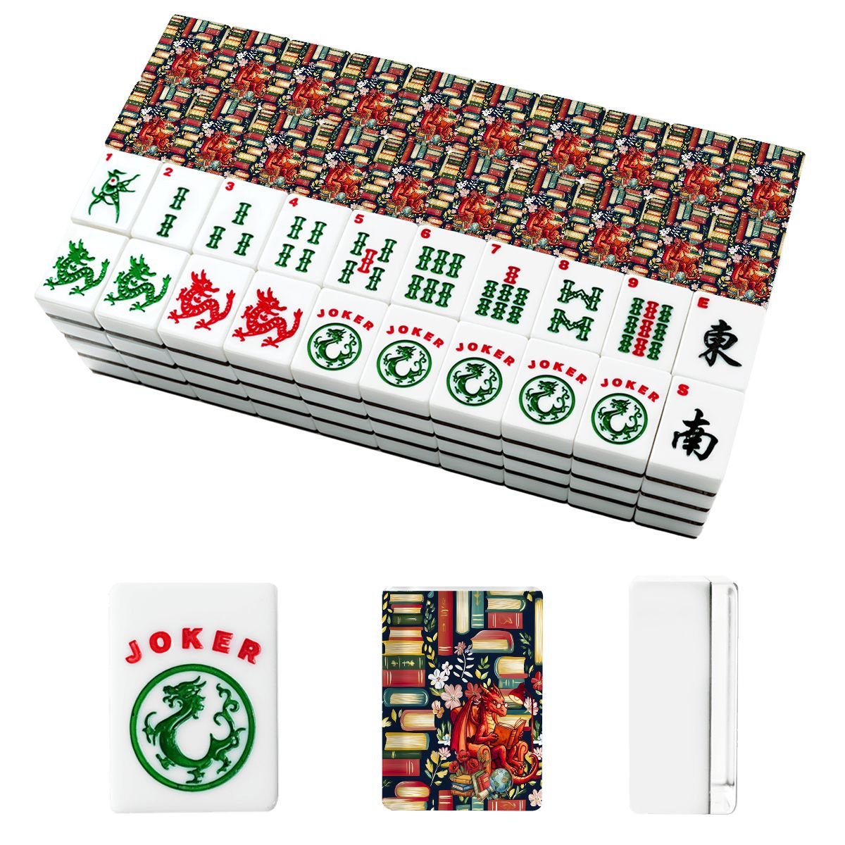 Dragons And Tales Book Lover American Mahjong Tiles And Carry Case - Splash Of Mahj And Color Co.