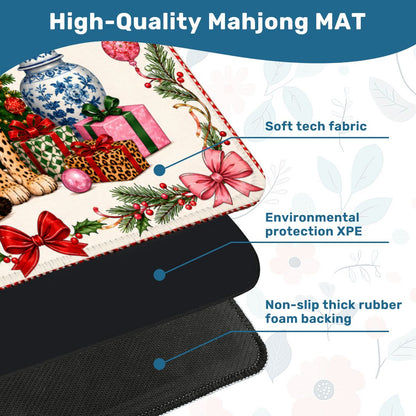 Leopard Luxe Holiday Collection Mahjong Christmas Mat - Splash Of Mahj And Color Co.
