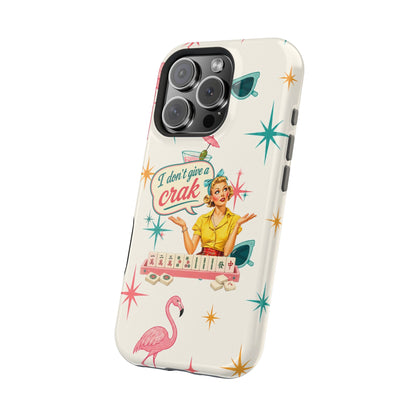 Funny Mahjong Tropical Flamingo Phone Case — “I Don’t Give a Crak” Magnetic Impact-Resistant Case