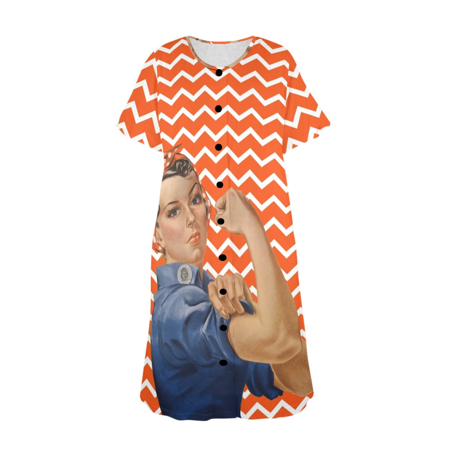 Rosie The Riveter Chevron Orange Preppy Muummu Dress