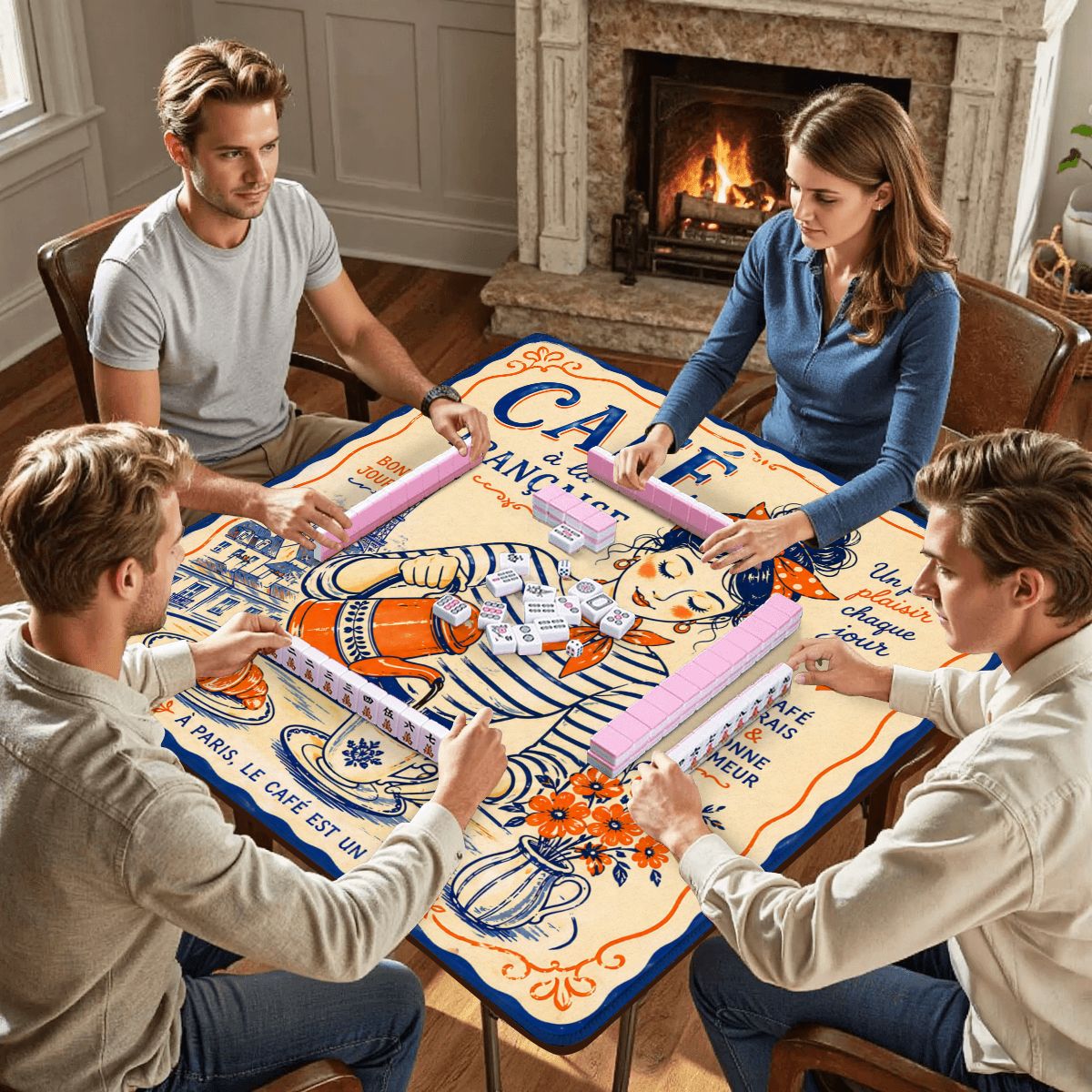 French Cafe Mahjong Mat - Splash of Color Co.