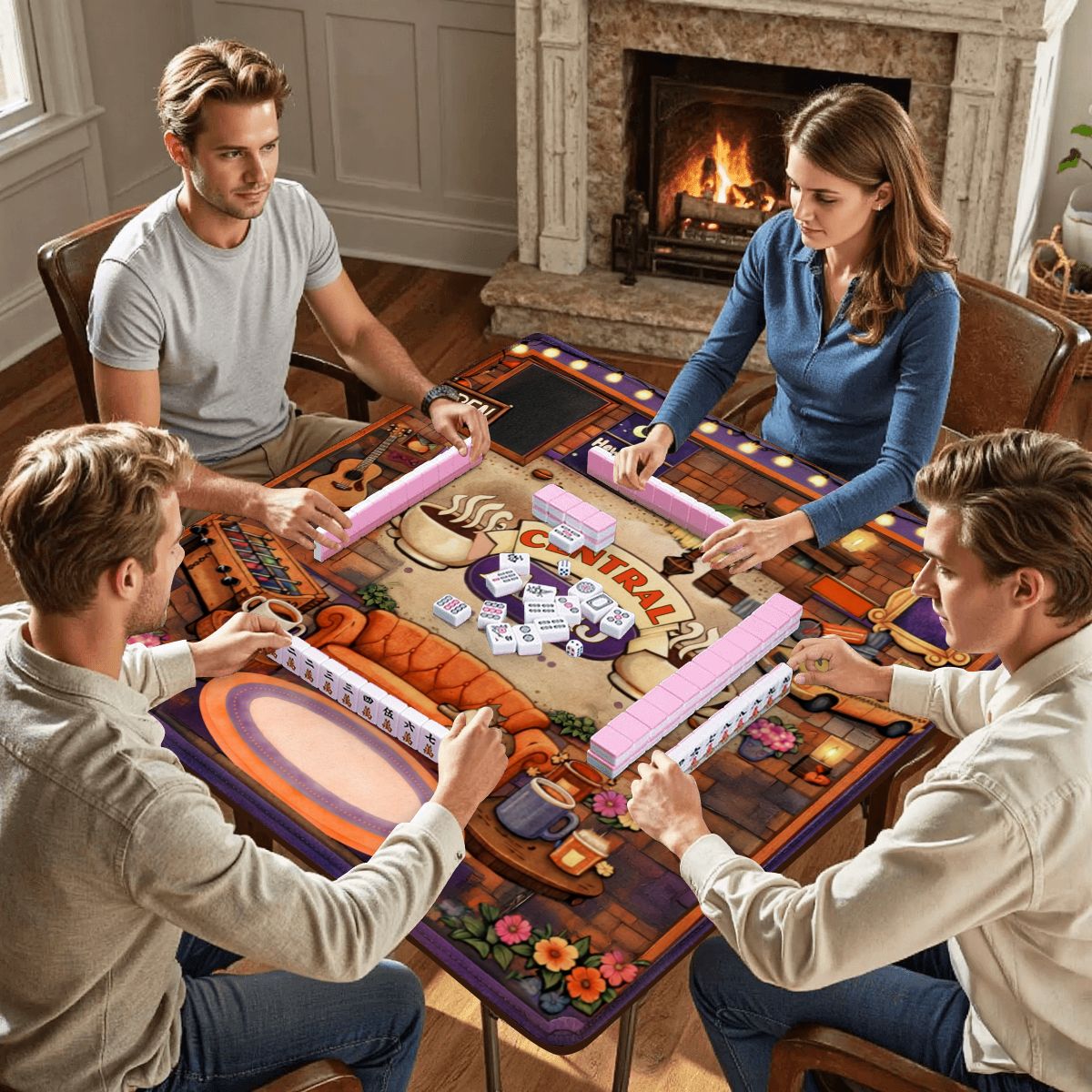 Mahj at the Perk Mahjong Mat - Splash of Color Co.