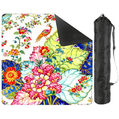 Tobacco Leaf Bam Bird Floral Watercolor Mahjong Mat