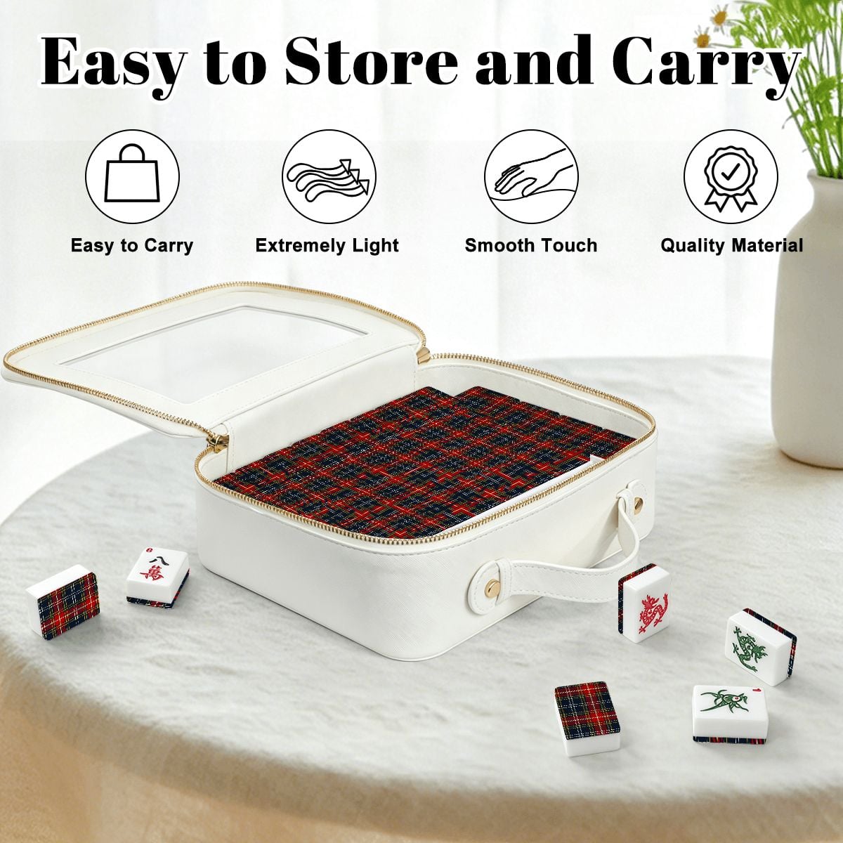Tartan Plaid Traditional American Mahjong Tiles And Carry Case - Splash Of Mahj And Color Co.